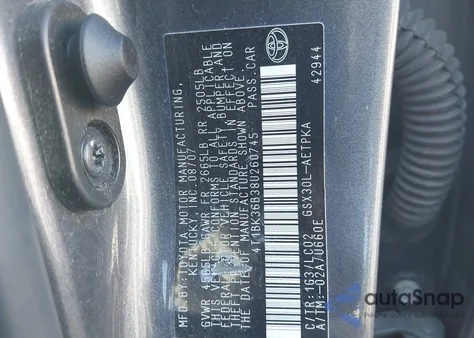 2008 Toyota Avalon Limited from USA, damaged, VIN 4T1BK36B38U260745